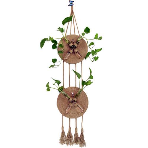 复古室内玻璃生态瓶创意麻绳软装工艺品家居客厅民宿壁挂墙面装饰