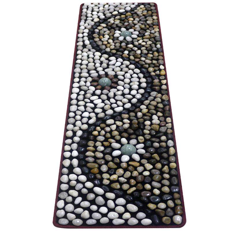 平铺天然五彩鹅卵石足底玉石球按摩垫雨花石指压足疗穴位脚踩走毯