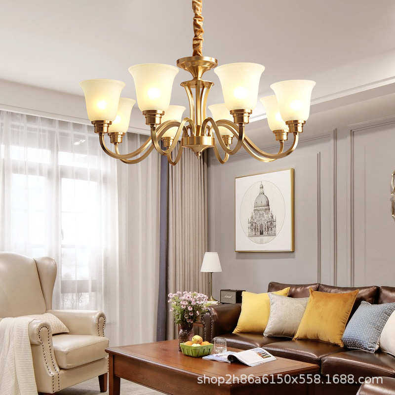 【工厂直销】美式全铜客厅吊灯现代简约复古铜吊灯卧室书房创意灯,家装灯饰光源,客厅吊灯,淘宝优惠券,粉丝福利购,淘宝优惠卷