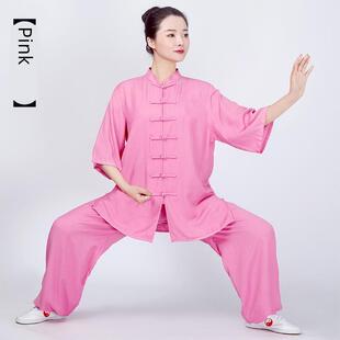 2025夏季短袖太极服男式习武服棉麻棉丝太极服表演服女式吸汗服