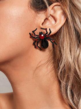 Halloween Black Spider Earstuds Funny EarringsGirl万圣节耳环