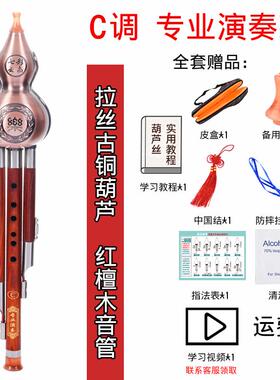 高档防摔专业演奏型葫芦丝A成人初学生镀红木黑檀C调孔/降铜B调7