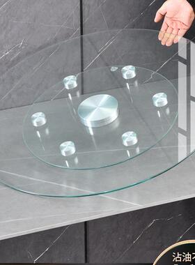 餐桌转盘F96S5MH5钢玻家璃化用饭桌大圆旋转台面底座圆桌面圆盘桌