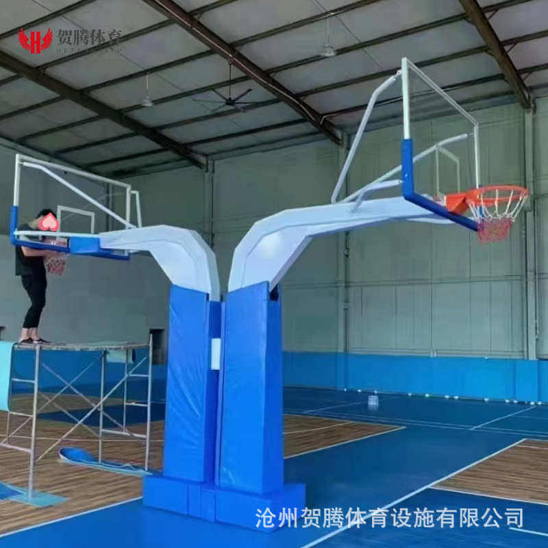 室内篮球架 大方管预埋款成人球馆带护套户外 赛事美式锥形篮球架