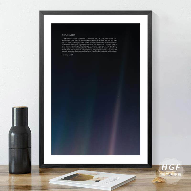 淡蓝色圆点装饰画客厅墙画卧室抽象壁画宇宙星空太空暗淡蓝点挂画