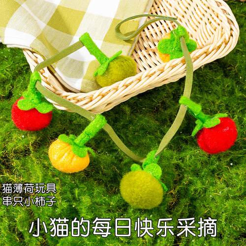 Cat toy tomato teaser, durable chewable persimmon string, a