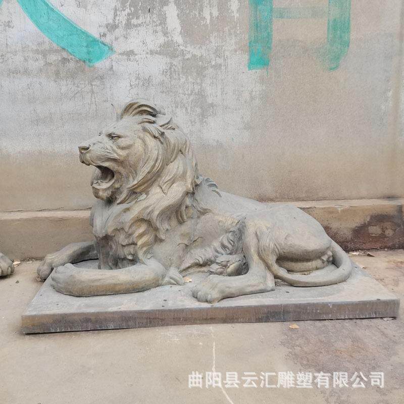 大型户外铜雕狮子摆件仿真狮子动物故宫狮汇丰铜狮子厂家