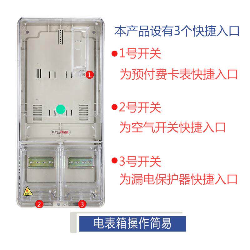 户外明装三相电表箱塑料透明1户配电箱插卡式带漏电开关盒子