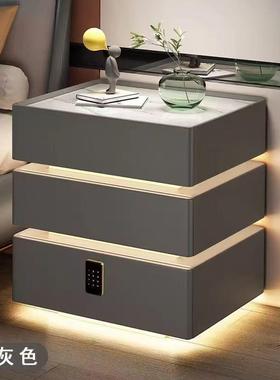 现头代简卧室带灯悬无线多功能浮智能约床柜轻奢充电实木床VFS边