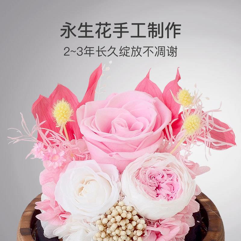新款直销214情人节永生花玫瑰水晶球玻璃罩礼盒成品生日礼物送女
