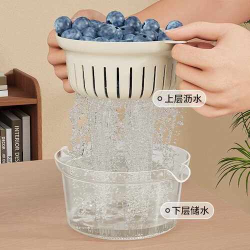 新款直销双层洗菜盆沥水篮家用客厅塑料水果盘加厚厨房滤水菜篓淘
