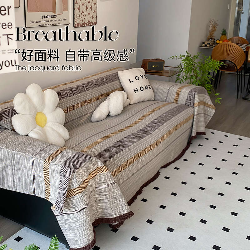 沙发罩防猫抓高级感棉麻懒人沙发防灰尘套罩全包防滑耐脏四季通用
