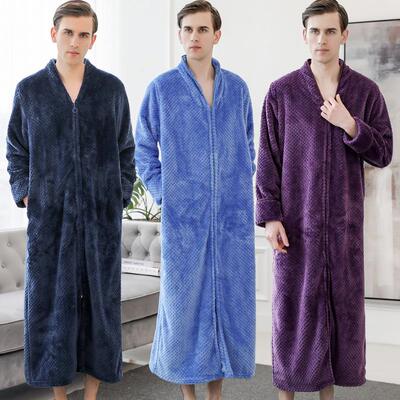 Bathrobe, flannel nightgown, couple's thick and elongated