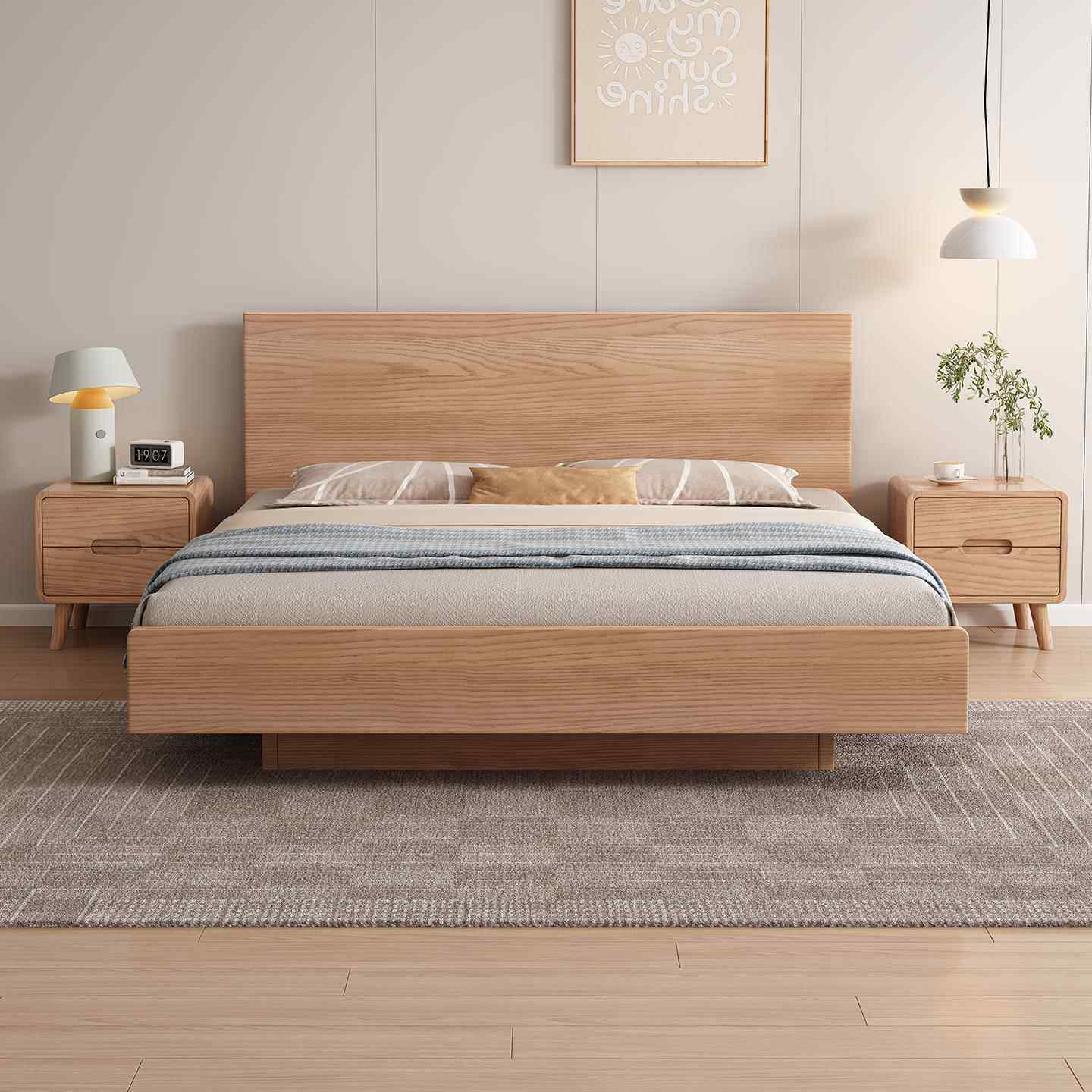 实木床儿童成人北欧风原木风现代简约双人床主卧公主床储物高箱床