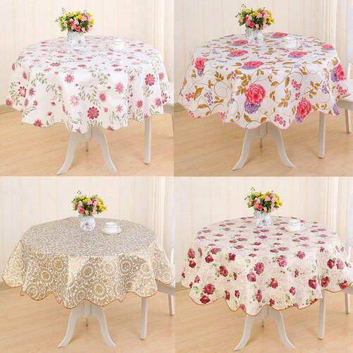 Round Table Cloth Plastic Waterproof Oilproof Table Cover