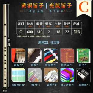 正品铜笛子易吹音准专精业演奏制横笛高级金竹笛初学纯简单黄铜乐