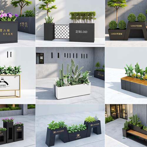 定 制户外围栏隔断不锈钢花箱成品铁艺金属阳台造景护栏露台花盆