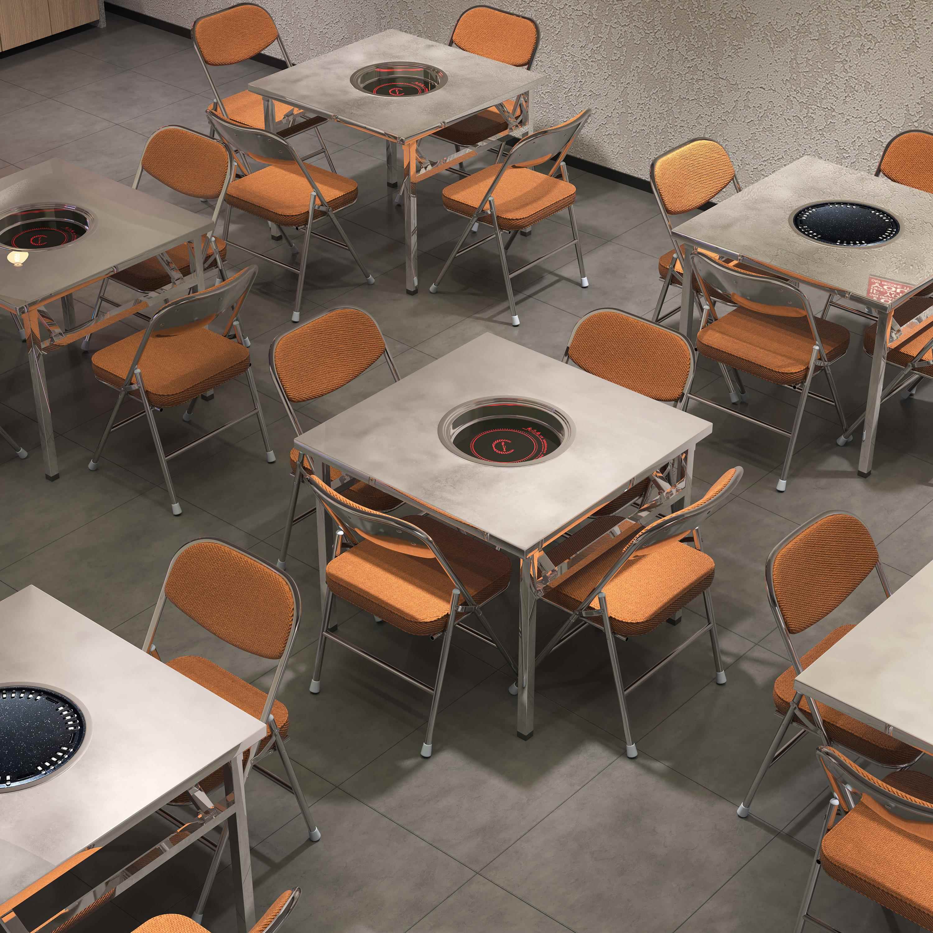 不锈钢炭火烤肉桌商用夜市摆摊折叠桌工业风电磁炉火锅烧烤一体桌