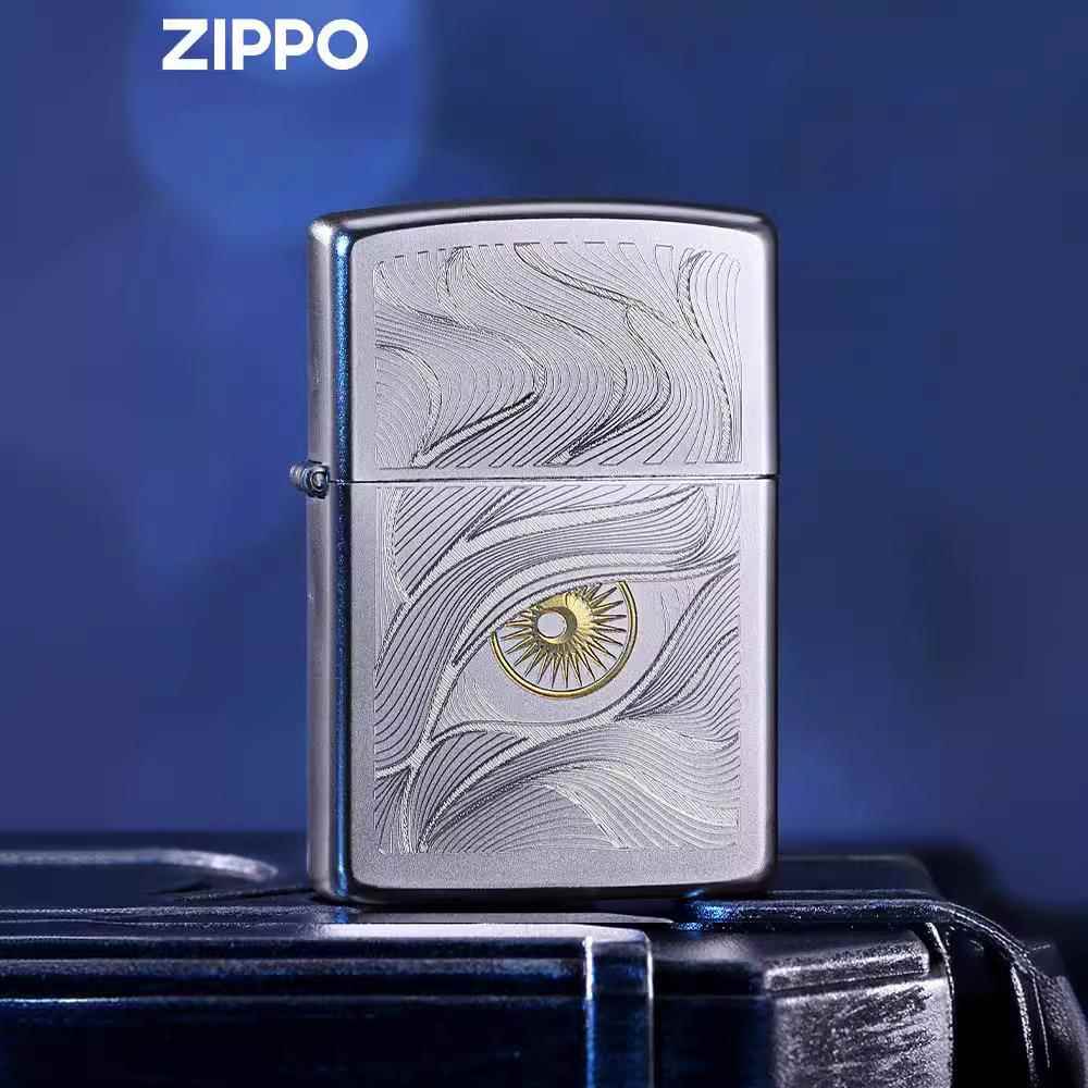 Zippo芝宝正品防风煤油打火机秋水含情缎砂镀铬雕刻送礼