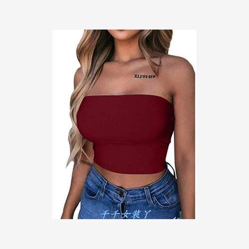 Women's solid color sexy slim Tube Top T-shirT