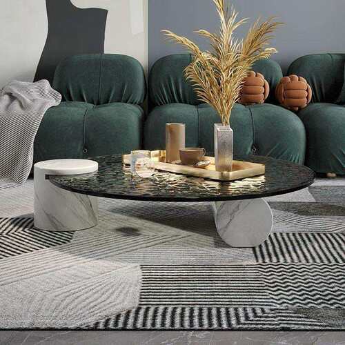 XYSPSY-C911Baxter意式极简水波纹钢化玻璃茶几客厅家用轻奢风大