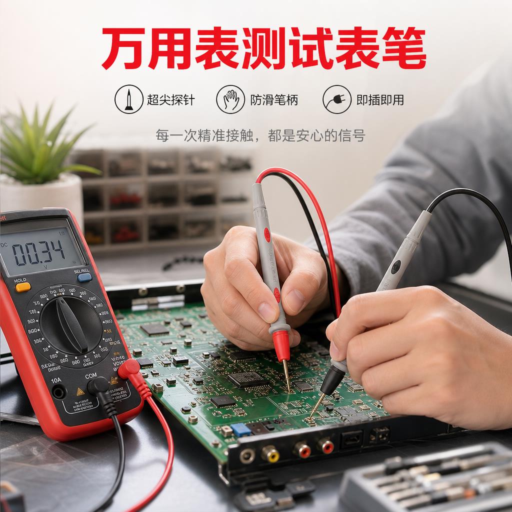 万用电表表笔线探针插头特尖钢针尖头矽胶线通用专用线万用电表笔