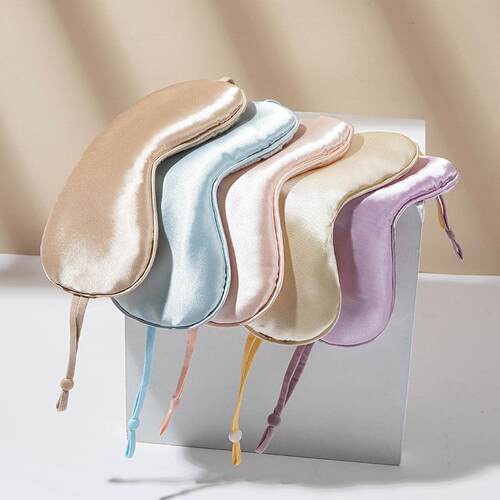 纯色眼罩双面彷真丝冷热敷午休睡眠旅行遮光情人节礼物耳挂式