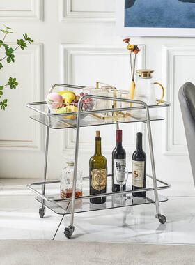 轻奢小推车置物架家用零食收纳移动边几酒店商用酒水车不锈钢餐车
