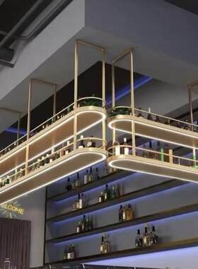 定制酒吧不锈钢吊架悬挂酒架餐厅不锈钢吊柜水吧台餐厅金属架子