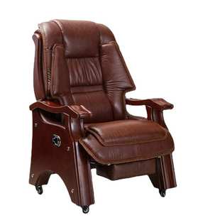 橡木豪华转椅老板椅四脚牛皮大班椅总裁椅经理座椅可躺按摩电脑椅