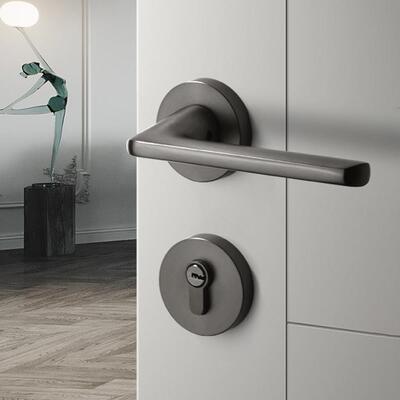 灰黑现代锁xs5845-8门室室内卧房间型门锁静音磁吸门锁分体通用家