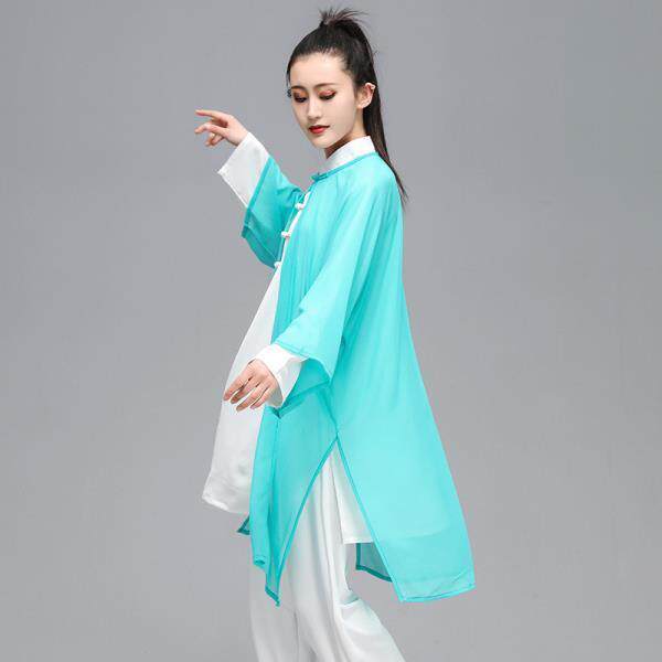 高档太极比服女披纱单武件太拳表演中国风飘逸舞蹈极服男披风披肩