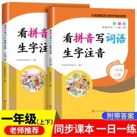 看拼音写词语一年级上下册语文书同步训练人教版 语文课堂同步训练 小学生阅读理解专项训练生字注音字帖作业本默写能手拼音练写册