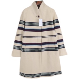 日本潮牌bapy条纹单排扣95羊毛，呢子大衣女修身中长款毛呢外套冬