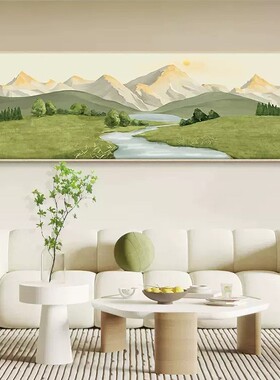 客厅装饰画日照金山沙发背景墙挂画山水风景北欧风高级感横幅壁画