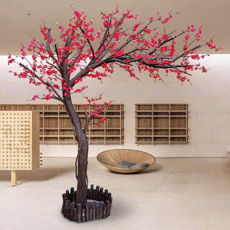 仿真梅花树 腊梅花枝猫爬许愿树假大型植物室内客厅商场装饰定制
