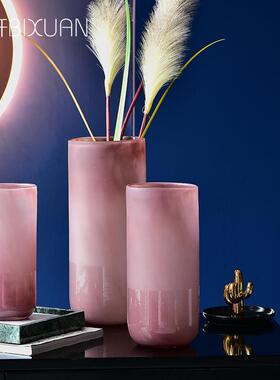 碧轩喷砂彩色玻璃花瓶现代简约工艺家居软装设计师田园风格新款