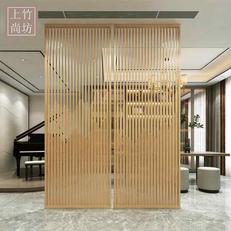 新中式简约屏风室隔断办客厅公推554拉门遮挡隔断墙入玄户关
