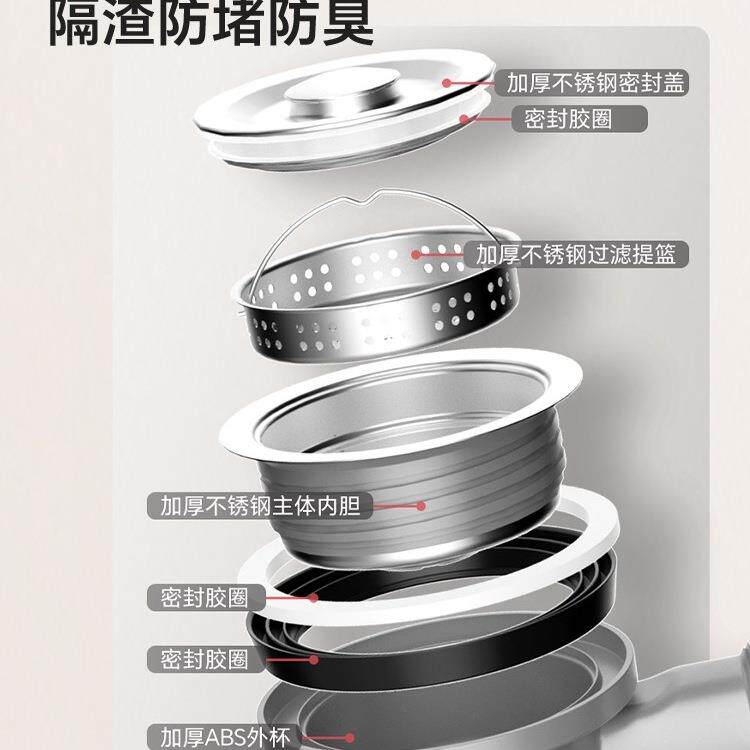 排陶瓷盆洗盆水槽下水矮杯侧排器省空间下水管衣侧房排水管阳台厨