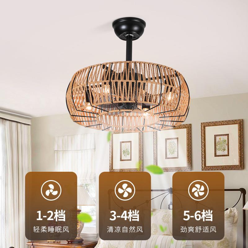 美式古工业风扇吊灯客厅餐厅卧复室房92一体风扇书灯中山灯吊具