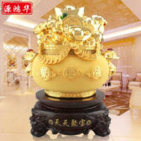 源鴻華存錢罐聚寶盆工藝品樹脂擺件家用客廳玄關(guān)店鋪開業(yè)禮品裝飾