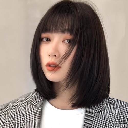 新款直销假发女短发网红漫画刘海发型逼真整顶多层次中长锁骨发全