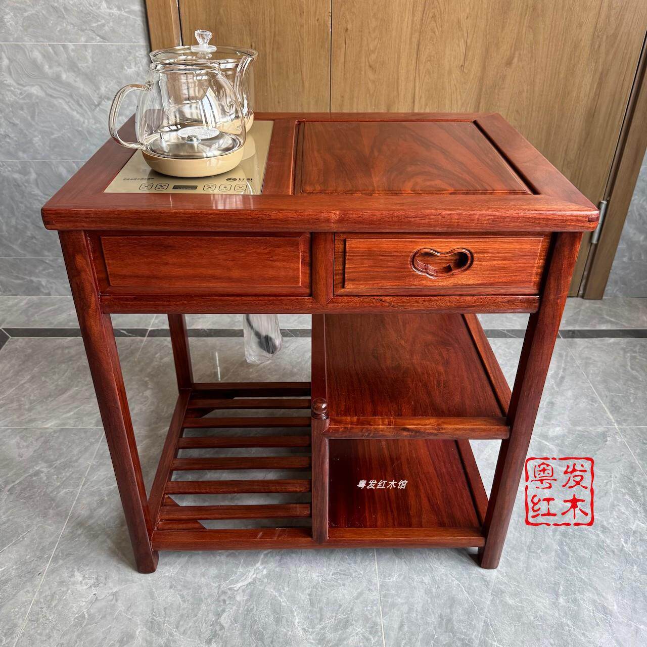 红木家具茶几泡茶桌带抽屉茶几实木角几客厅小茶台茶水架中式边几