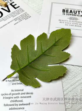 人造菊花叶仿真单片绿色花叶秋色绢布胶布丝印假花花叶菊花杆配件