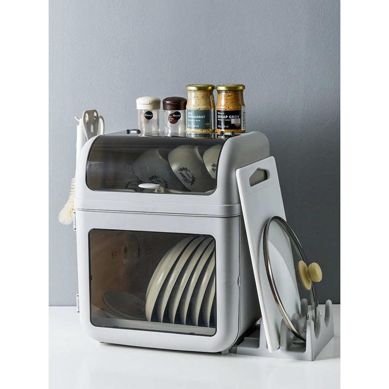 翻盖碗碟筷食品级塑料碗柜厨房沥水碗架收纳盒餐具置物架