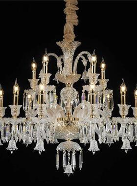 欧式复式楼厅大吊灯梯奢客华大气晶灯别墅TD0108楼灯跃水层楼中楼