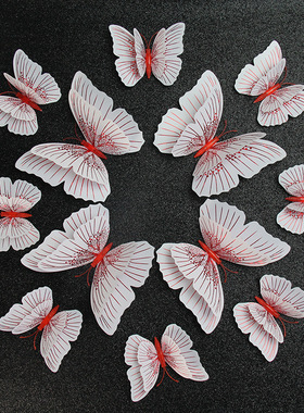 补洞眼墙贴遮丑彩色蝴蝶立体墙面装饰蝴蝶品蝴蝶流光溢彩双层