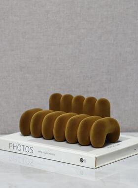 现代轻奢几何树脂植厅绒沙发桌面房摆件客卧关室玄样板家居1577装