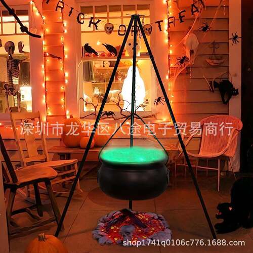 万罐圣节女巫罐派对装饰万圣篝巫婆节装饰带女巫鼎的三脚架605火