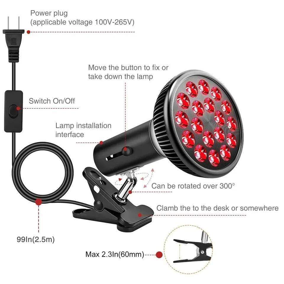 5Wpa铜r38理蓝光灯古4色日光浴美黑HHD灯E26/E27带桌面夹疗灯光疗